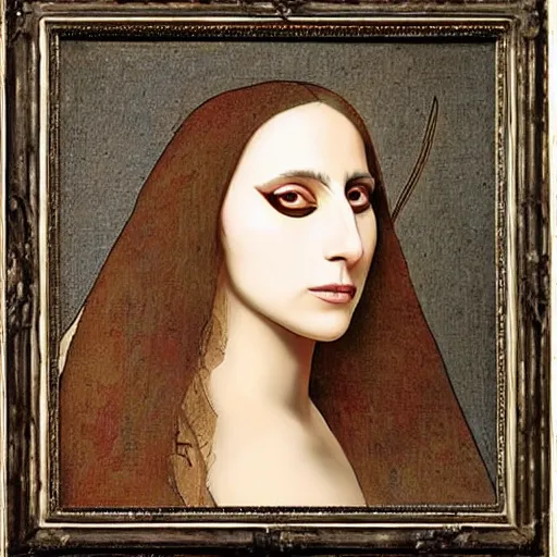 Image similar to lady gaga painted by leonardo da vinci