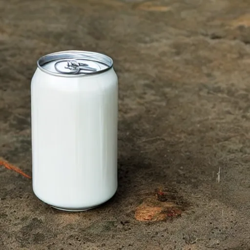 Prompt: milk in a soda can