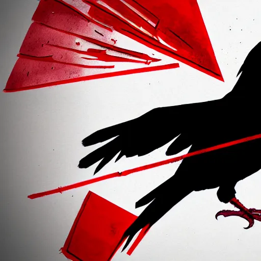 Image similar to illustration of a raven with red lines inspired by infamous second son bad karma, perfect