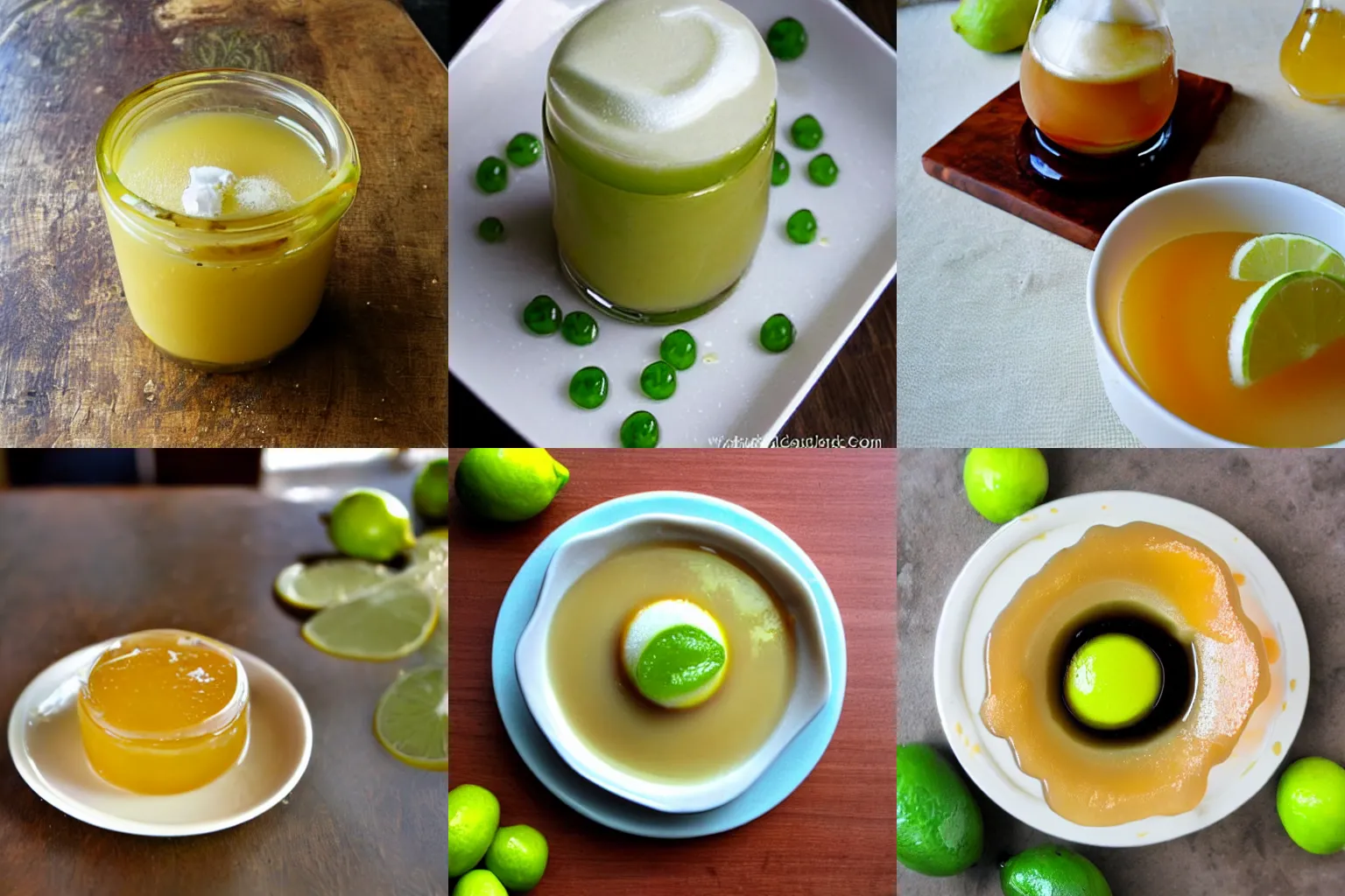 Prompt: delicious honey translucent foamy lime pudding, food blog photo