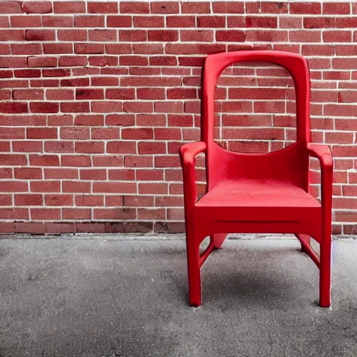 Prompt: a red brick chair with a malevolent aura