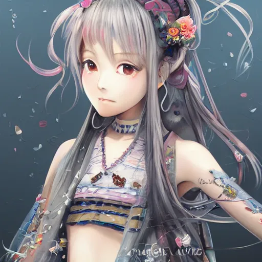 Image similar to dynamic composition, motion, ultra-detailed, incredibly detailed, a lot of details, amazing fine details and brush strokes, colorful and grayish palette, smooth, HD semirealistic anime CG concept art digital painting, watercolor oil painting of a young C-Pop idol girl, by a Chinese artist at ArtStation, by Huang Guangjian, Fenghua Zhong, Ruan Jia, Xin Jin and Wei Chang. Realistic artwork of a Chinese videogame, gradients, gentle an harmonic grayish colors.