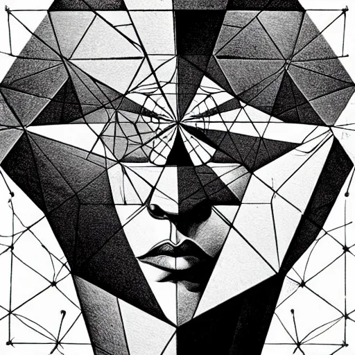 Image similar to grainy spray effect super conceptual figurative post - morden monumental figurative portrait made by escher and piranesi, highly conceptual figurative art, intricate detailed illustration, illustration sharp geometrical detail, vector sharp graphic, controversial, manga 1 9 9 0