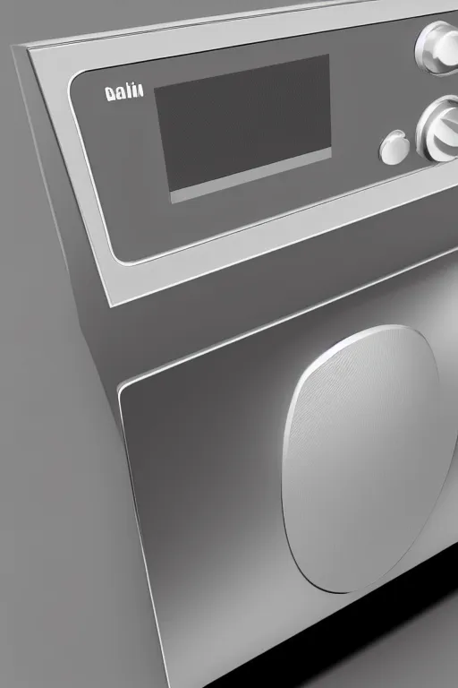 Prompt: Gorgeous 3D render of the award winning Braun Microwave designed by Dieter Rams