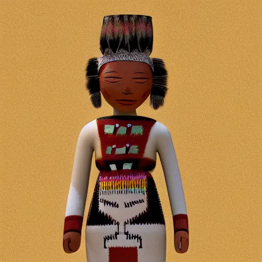 Prompt: : ancient hopi doll native American 3d render octane