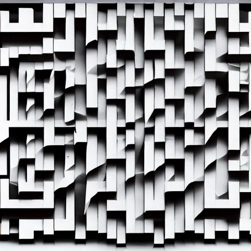 Image similar to high-definition photograph of a 3-dimensional cubic maze made out of metal, white background