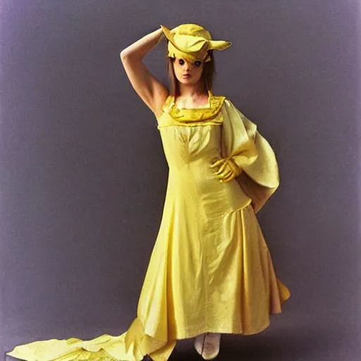 Image similar to elegant woman dressed up as pikachu, art photo by Annie Liebovitz and David Hamilton and Alphonse Mucha