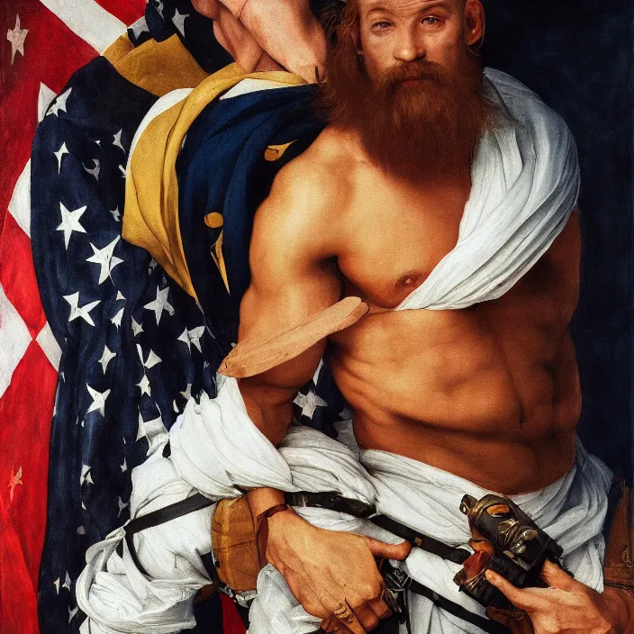 Image similar to us navy seal on aircraft carrier, fine art portrait painting, kodak portra, 8 k, soft light, clean lines, fashion photography, albrecht durer, caravaggio, diego velazquez, johannes vermeer