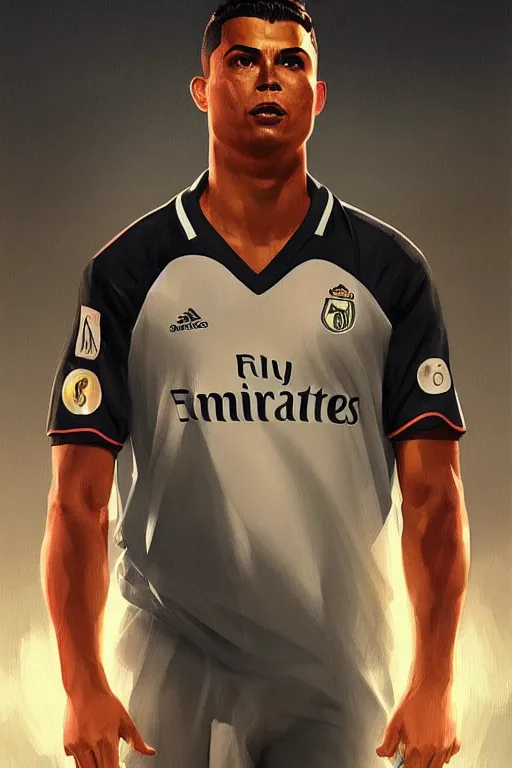 Image similar to ronaldo luis nazario da lima, football player, moonlight, haze, low contrast, digital painting, artstation, concept art, smooth, sharp focus, illustration, art by artgerm and greg rutkowski and alphonse mucha