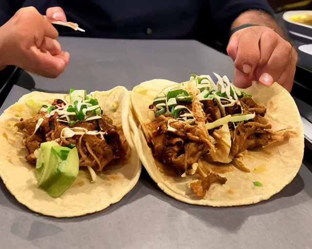 Image similar to a photo of joe biden eating asian wonton tacos at the applebee's, detailed face, ambient lighting, clear photography, 4 k ultra