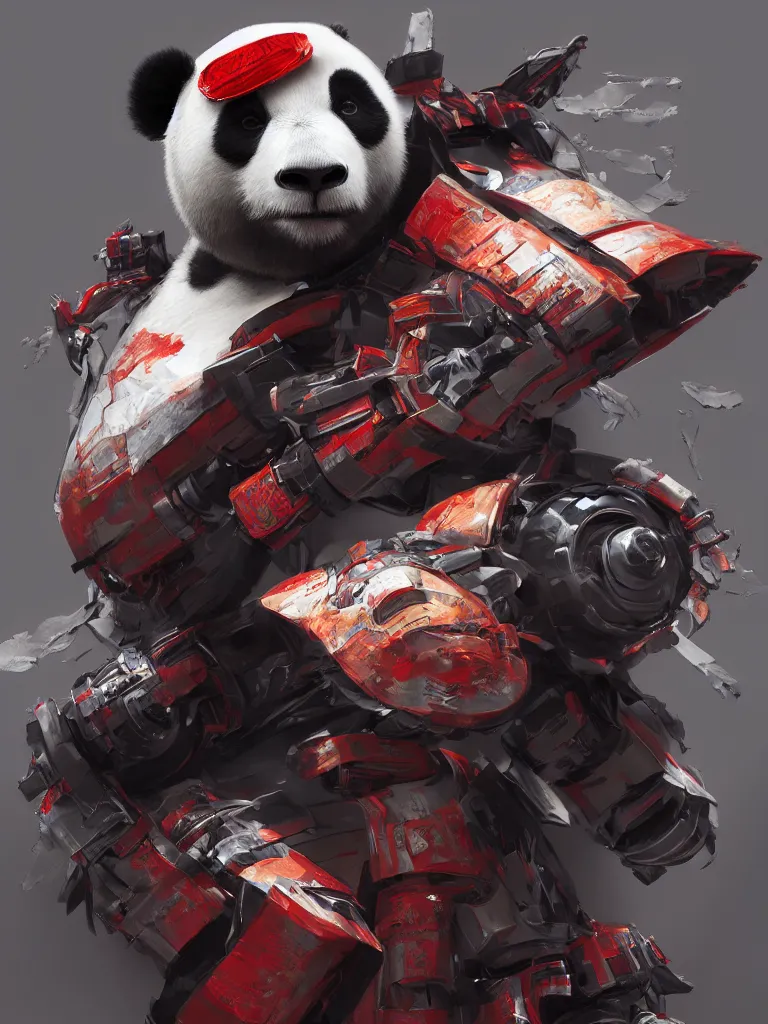 Image similar to “A detailed portrait of a giant robot panda dressed as a samurai, anime, trending on artstation, octane render, cgsociety, 4K, 8K”