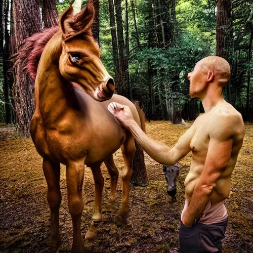 Prompt: mac and me centaur, bold natural colors, national geographic photography, masterpiece, full shot
