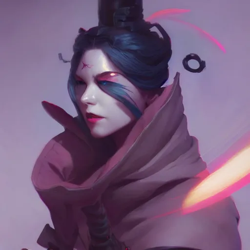 Image similar to a portrait of a beautiful vampire ninja, concept art by pete mohrbacher and wlop and artgerm and guweiz and ilya kuvshinov, digital art, highly detailed, intricate, sci - fi, sharp focus, trending on artstation hq, deviantart, unreal engine 5, 4 k uhd image