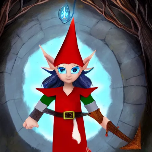 Image similar to a fantasy elf that is a wizard, holding a spell book and a dagger, with red hair, blue eyes, and is tall, 4 k digital art