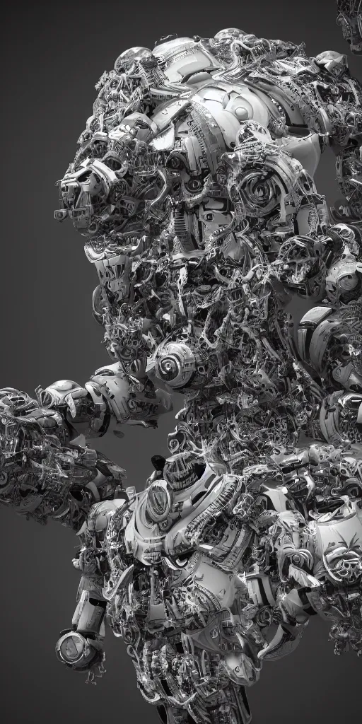 Image similar to the flow of time. complex shapes, highly detailed. octane render. robots are taking over. monochrome. ash thorp style. cinematic.