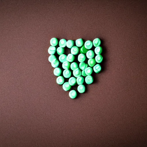 Prompt: a human heart made out of tic tacs, photography, depth of field,