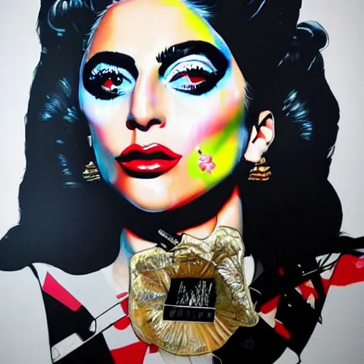 Image similar to a portrait of Lady Gaga, by Sandra Chevrier