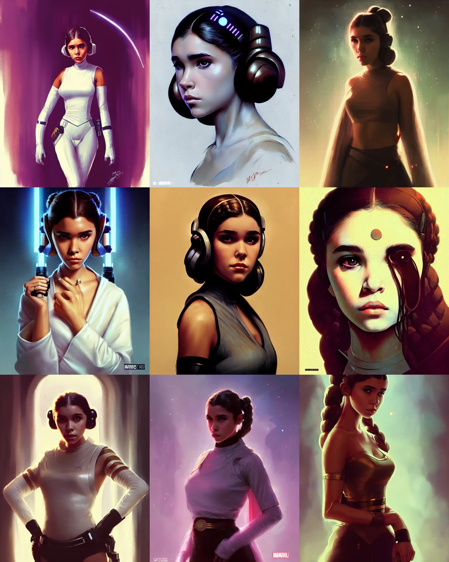 Prompt: madison beer : : young woman : : as princess leia by marvel : : by greg rutkowski, wlop, instagram : :
