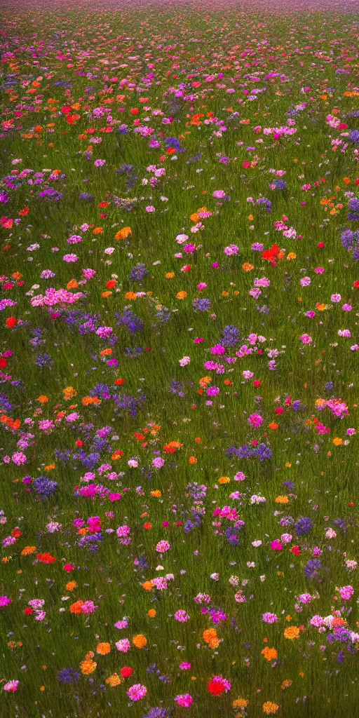 Image similar to an aesthetic field of flowers, greg rutkowski, zabrocki, karlkka, jayison devadas, trending on artstation, 8 k, ultra wide angle, zenith view, pincushion lens effect