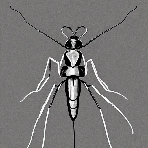 Prompt: soldier ant, black and white, botanical illustration