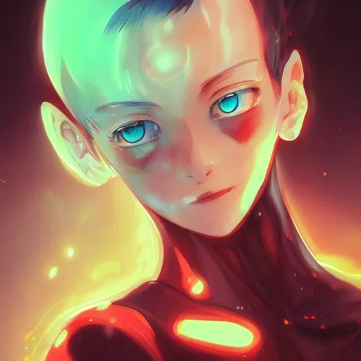 Prompt: A realistic anime painting of a beautiful android woman with glowing yellow and red eyes heterochromia. digital painting by Sakimichan, Makoto Shinkai, Rossdraws, Pixivs and Junji Ito, digital painting. trending on Pixiv. SFW version —H 1024