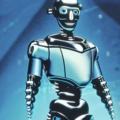 Image similar to Jones the cybernetically-enhanced dolphin with a robotified head from the 1995 movie Johnny Mnemonic