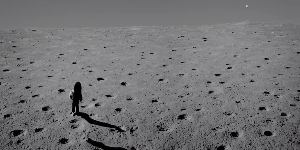 Image similar to girl standing on the moon