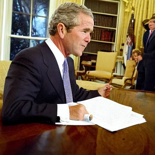 Prompt: george w bush in the white house