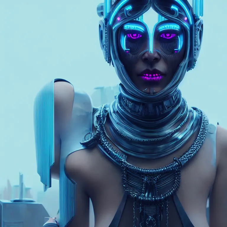 Image similar to futuristic cyberpunk princess in skull mask symmetrical artwork by Tooth Wu and wlop and beeple. octane render, trending on artstation, greg rutkowski very coherent symmetrical artwork. cinematic, hyper realism, high detail, octane render, 8k