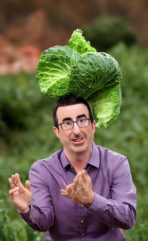 Prompt: john oliver throwing a cabbage