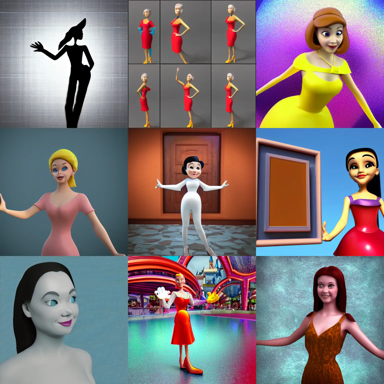 Prompt: 3 d woman, cgi, disney style, blurry background