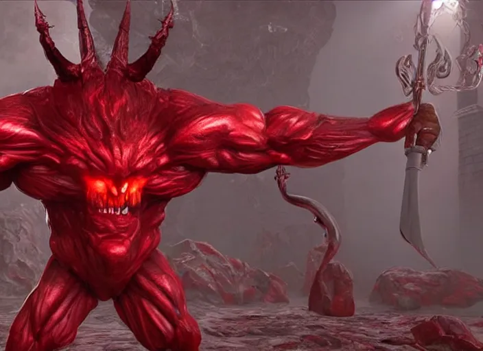 Prompt: very very very massive muscular demonic red evil god named eugle, unreal engine