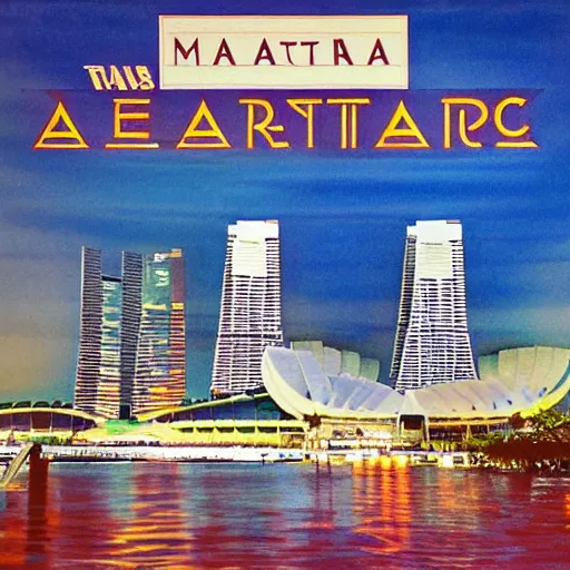 Image similar to art deco tourism poster of marina bay sands