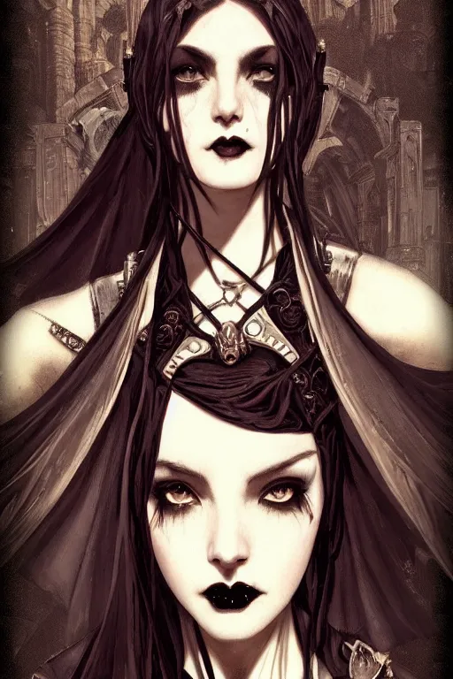 Image similar to beautiful and gothic and victorian and evil and dieselpunk medieval female armor portrait like lisa blackpink+smoky eyes+front face with light flowing hair, ultradetail face, ruined ancient Agora of Athens, art and illustration by tian zi and craig mullins and WLOP and alphonse mucha, ssci-fi, fantasy, neon lights reflect, intricate complexity, human structure, fantasy character concept, watermark, blurry, hyperrealism 8k