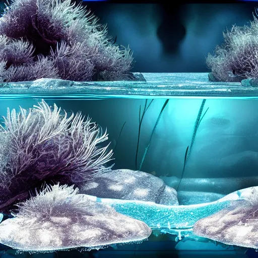 Image similar to icy submerged transparendigitalart leaked aquatic noticing animation