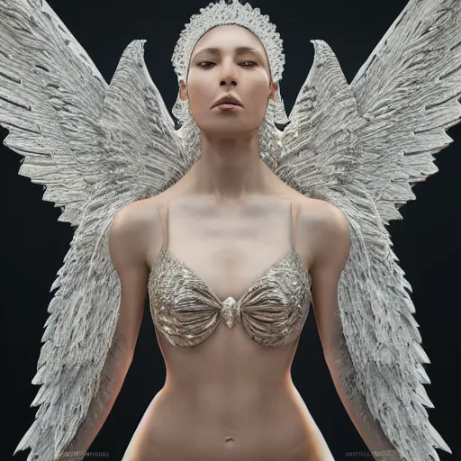 Image similar to the angel queen, 4 k, intricate detailed, jaw dropping, gorgeous, surreal, octane render