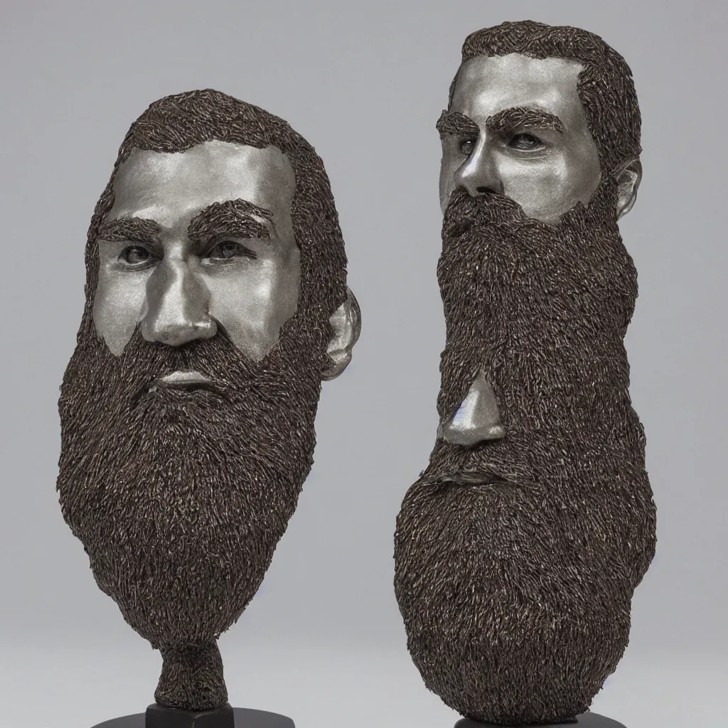 Image similar to matt wilson metal sculpture of a bearded man