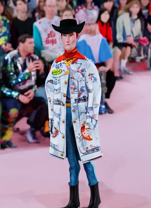 Prompt: hyperrealistic and heavy detailed balenciaga runway show of toy story, leica sl 2 5 0 mm, vivid color, high quality, high textured, real life