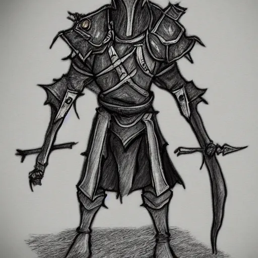 Prompt: badly drawn dark souls character