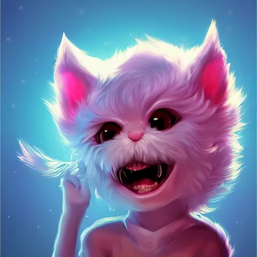 Image similar to funny furry cute little monster by artgerm and beeple and charlie bowater, soft lighting, solid background,