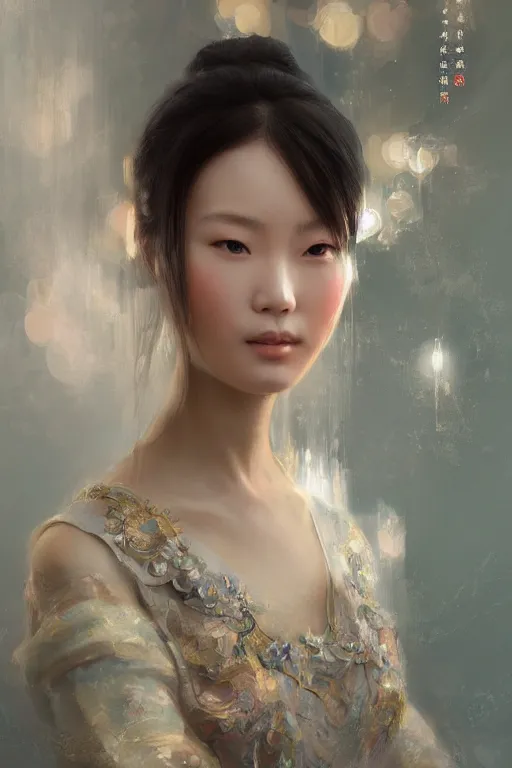 Image similar to chinese princess, gorgeous, portrait, intricate, elegant, volumetric lighting, scenery, digital painting, highly detailed, artstation, sharp focus, illustration, concept art, ruan jia, steve mccurry