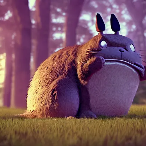 Image similar to catbus from my neighbor totoro, high quality 3d render, unreal engine