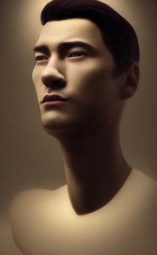 Prompt: an aesthetic masterpiece portrait of an elegant man with nothingness and void in his heart, perfect, deep rich colors, 4 k, award winning, blur, minimalistic, neon, surrealism, unreal engine 5, high detail, ryan jia, frank frazetta, john alvin, gatson bussiere, kutsuya terada,