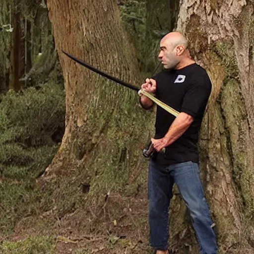 Prompt: joe rogan with a katana