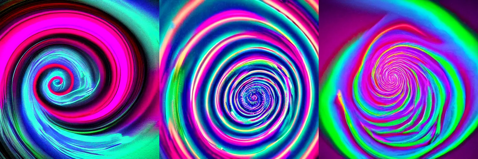 Prompt: colorful Vapor wave spiral in the style of Ansel Adams