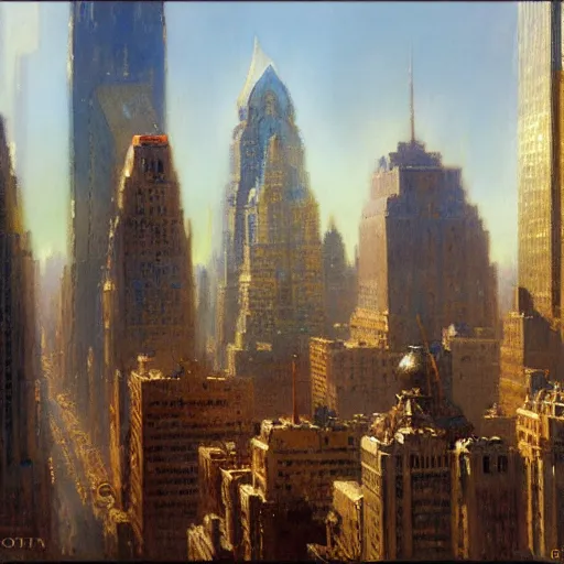 Image similar to city of modern new york. highly detailed painting by gaston bussiere, craig mullins, j. c. leyendecker
