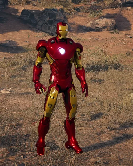 Prompt: mk 3 8 iron man suit in red dead redemption 2, cinematic, photorealistic