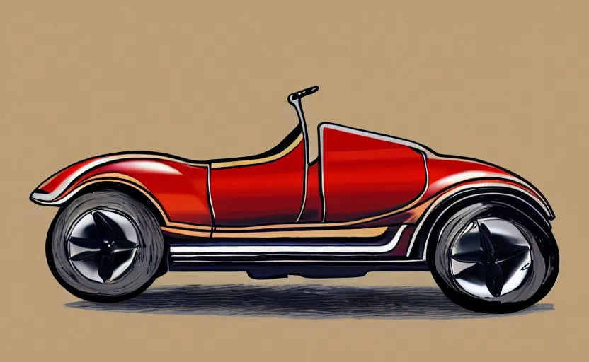 Image similar to digital illustration of a retro looking single sit electric roadster