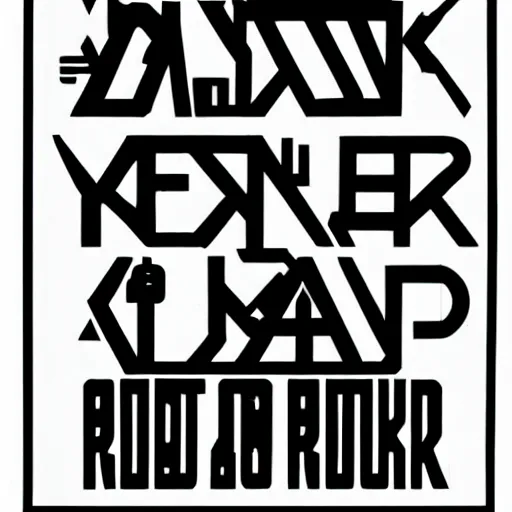 Image similar to black on white graphic poster in style of david rudnick, acid, y 2 k