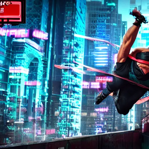 Image similar to Ninja warrior in cyberpunk style, hyper realistic, 4k, high detailed